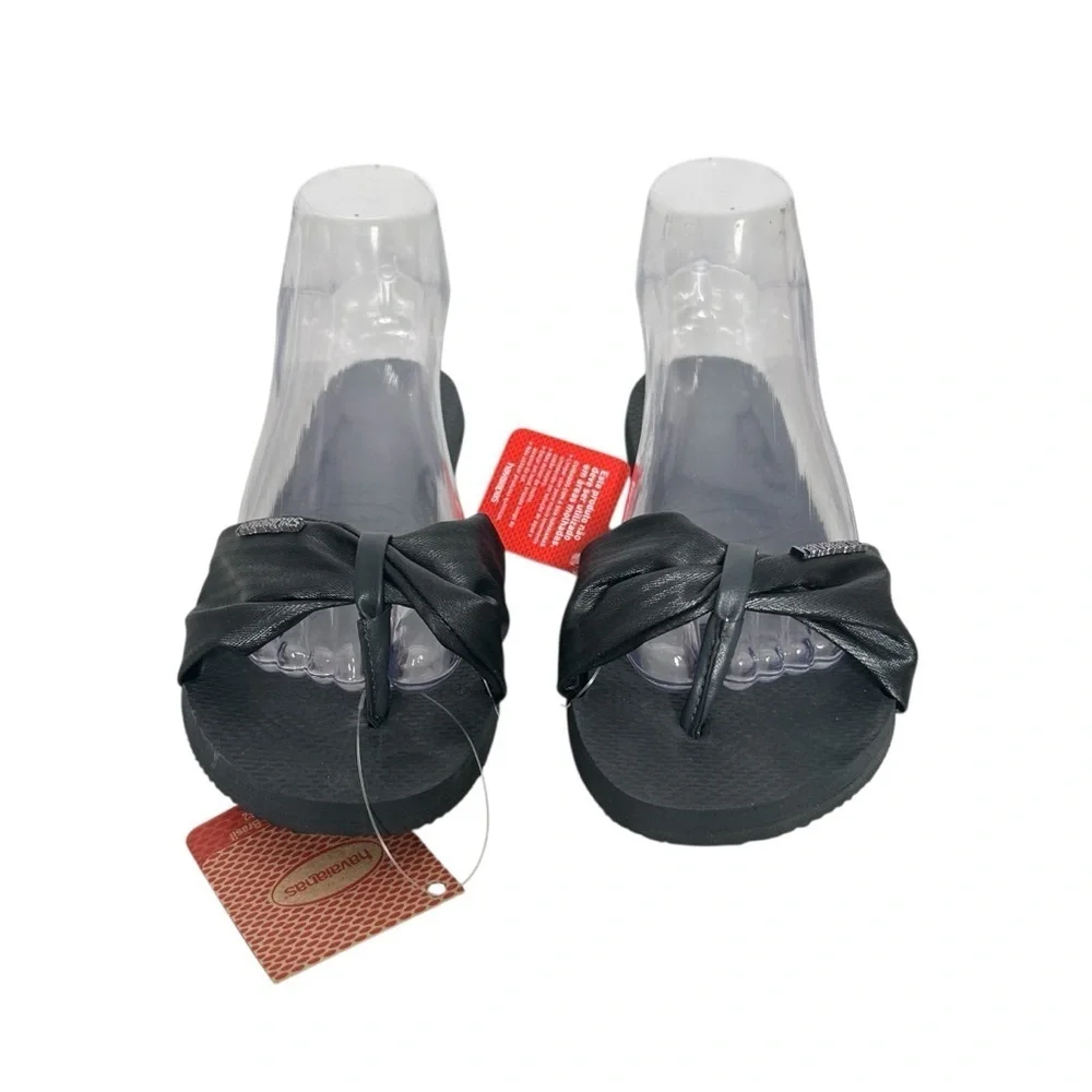 Havaianas Women’s St. Tropez YOU Lush Flip Flops  New Graphite Black Satin 7/8